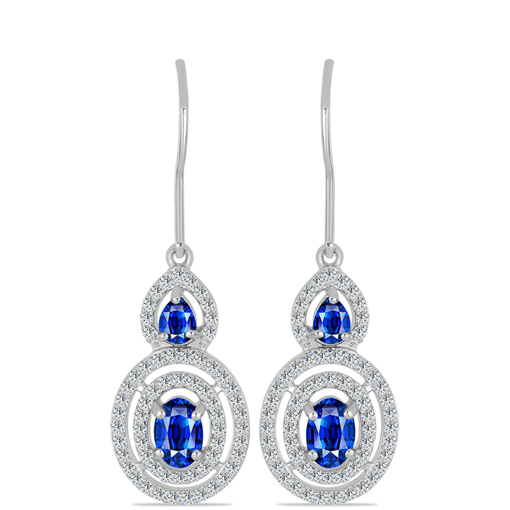 Stříbrné Náušnice s Australským Modrým Safírem a Bílým Topazem 1 