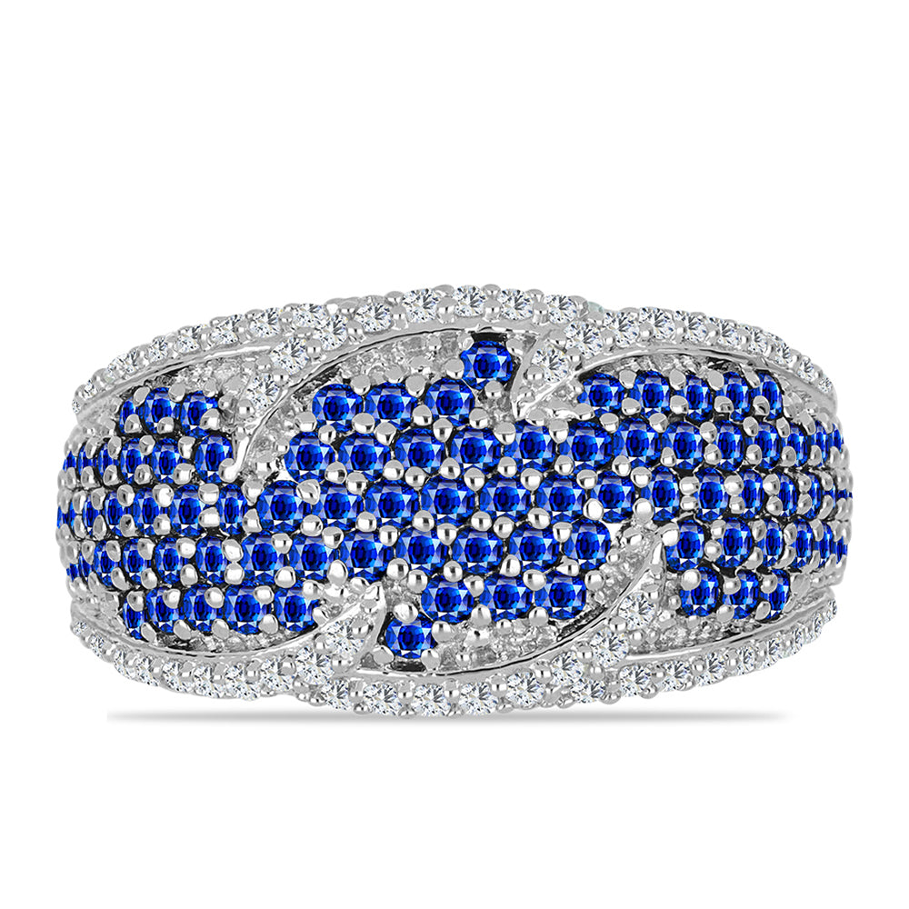 Stříbrný Prsten s Australským Modrým Safírem a Bílým Topazem