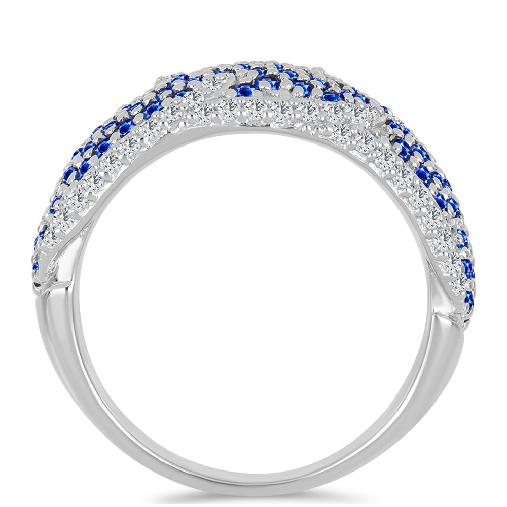 Stříbrný Prsten s Australským Modrým Safírem a Bílým Topazem 2 