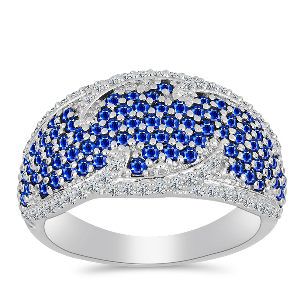 Stříbrný Prsten s Australským Modrým Safírem a Bílým Topazem 3 