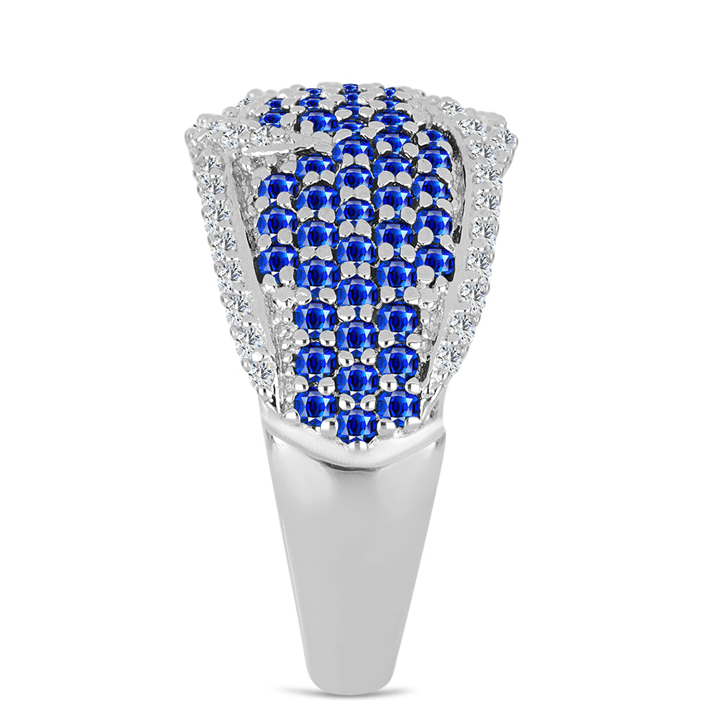 Stříbrný Prsten s Australským Modrým Safírem a Bílým Topazem