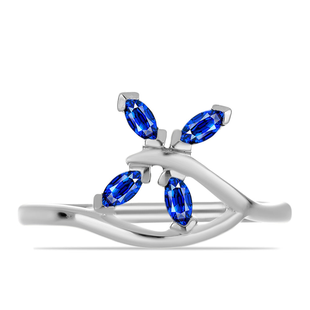 Stříbro 925/1000 - Prsten s Australským Modrým Safírem - Karátové číslo: 0.46. přibližná hmotnost: 2.25 gramů 1 