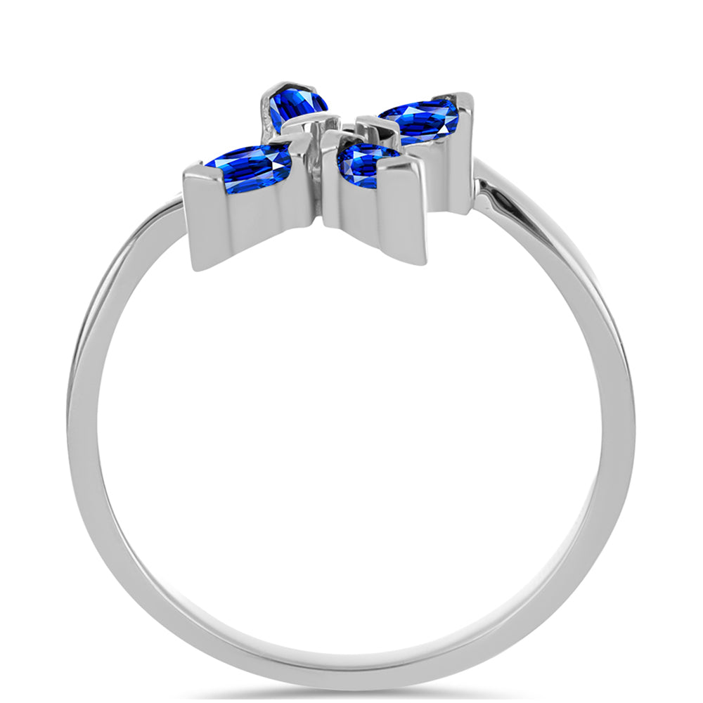 Stříbro 925/1000 - Prsten s Australským Modrým Safírem - Karátové číslo: 0.46. přibližná hmotnost: 2.25 gramů 2 