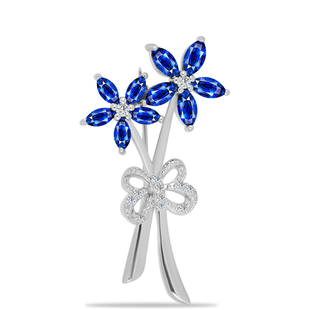 Stříbrný Brož s Australským Modrým Safírem a Bílým Topazem 1 