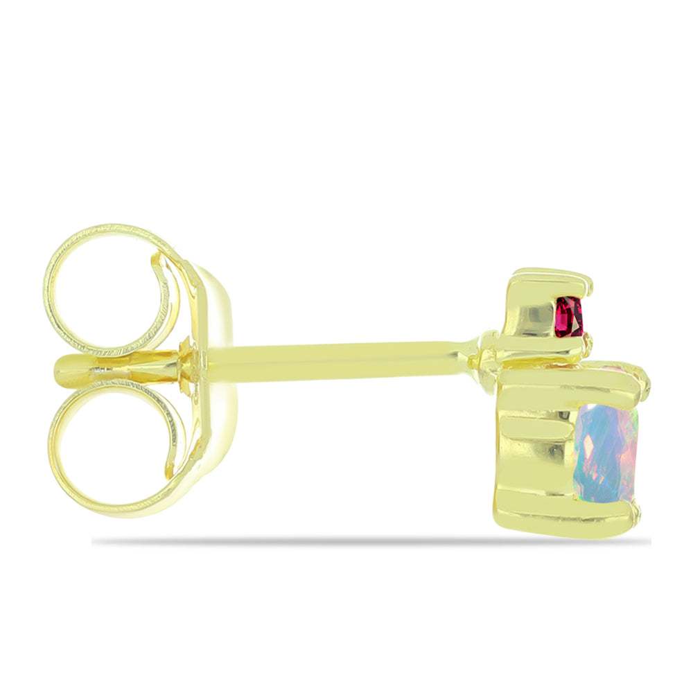 Pozlacené Stříbro 925/1000 - Náušnice s Welo opálem a Chakra Turmalínem - Karátové číslo: 0.39. přibližná hmotnost: 1.14 gramů 2 