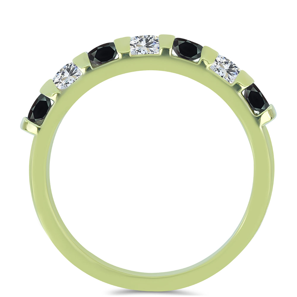 Pozlacené Stříbro 925/1000 - Prsten s Obsidiánem a Bílým Topazem - Karátové číslo: 0.72. přibližná hmotnost: 2.86 gramů