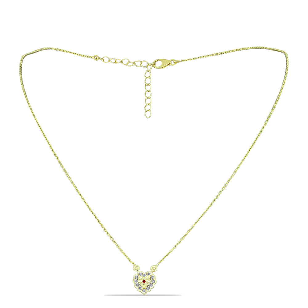 Pozlacené Stříbro 925/1000 - Náhrdelník s Červeným Diamantem a Bílým Diamantem - Karátové číslo: 0.2. přibližná hmotnost: 3.12 gramů 1 