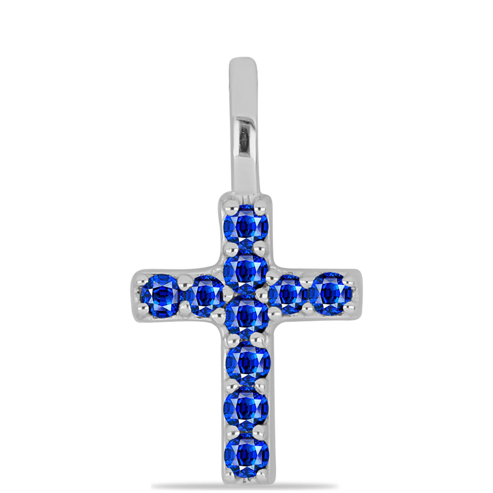 Kříž Stříbrný Přívěsek s Australským Modrým Safírem