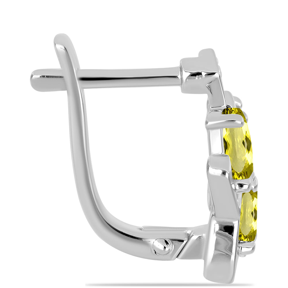 Stříbro 925/1000 - Náušnice s Citronovým Topazem a Bílým Topazem - Karátové číslo: 1.61. přibližná hmotnost: 4.43 gramů 2 