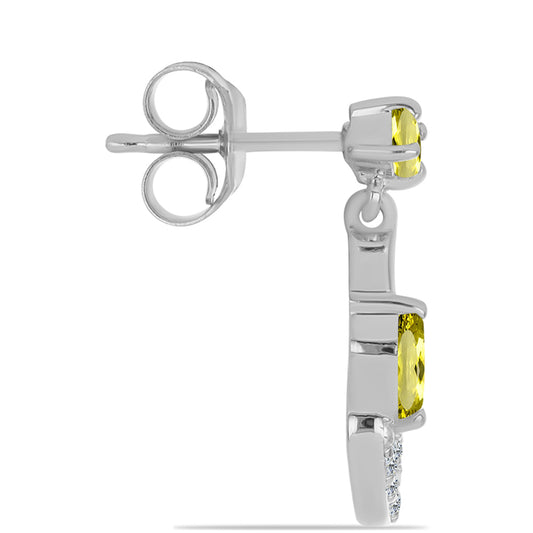 Stříbrné Náušnice s Citronovým Topazem a Bílým Topazem