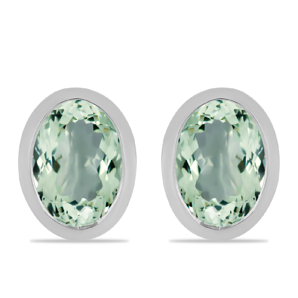 Stříbrné Náušnice se Zeleným Ametystem 1 