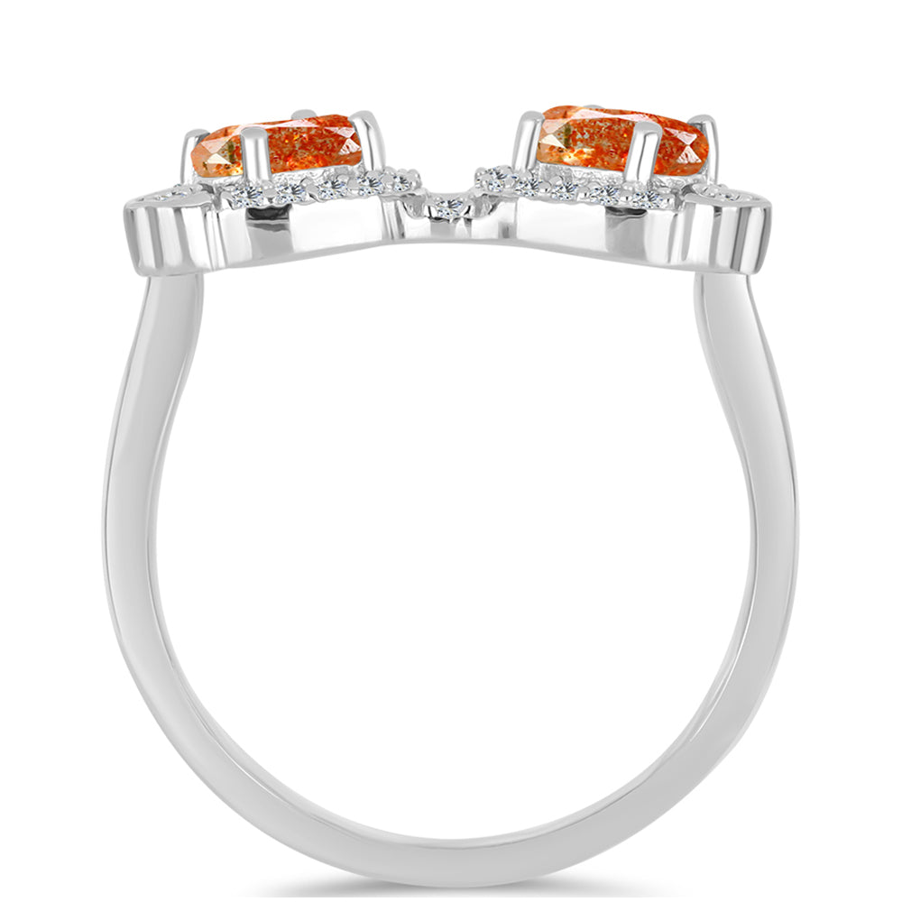 Stříbro 925/1000 - Prsten s Oregonským Slunečním Kamenem a Bílým Topazem - Karátové číslo: 1.14. přibližná hmotnost: 3.03 gramů 2 