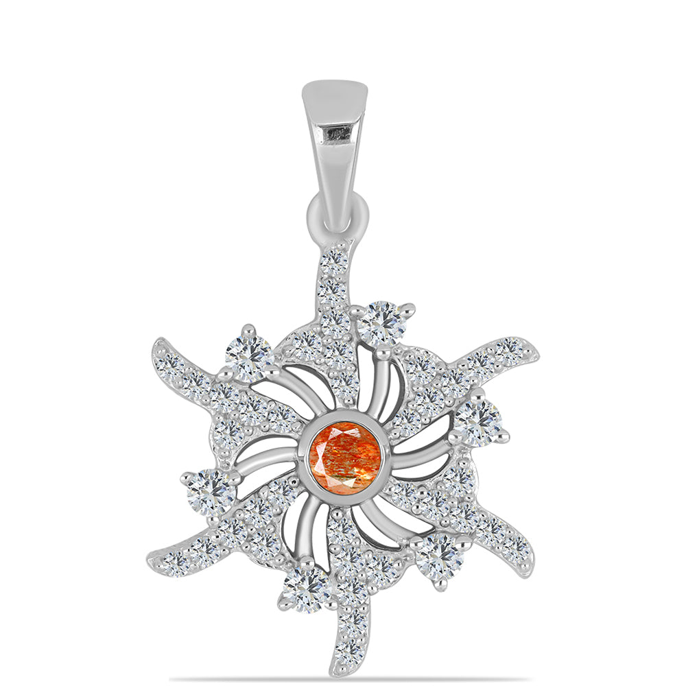 Stříbrný Náhrdelník s Oregonským Slunečním Kamenem a Bílým Topazem