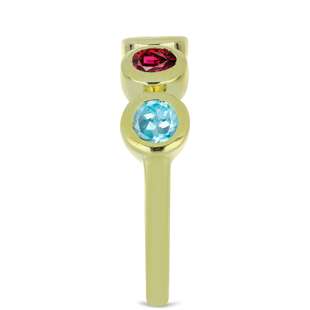 Pozlacené Stříbro 925/1000 - Prsten s Chakra Turmalínem - Karátové číslo: 1.1. přibližná hmotnost: 3.08 gramů
