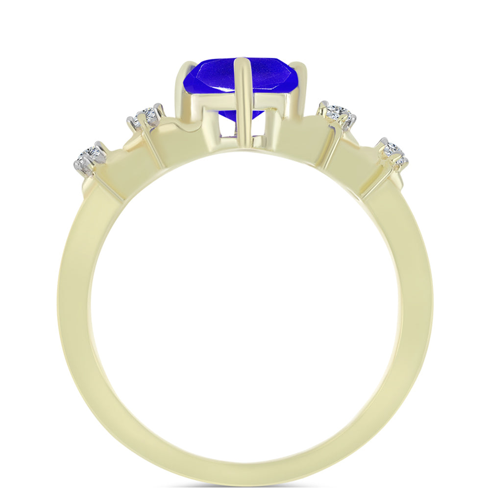 Pozlacené Stříbro 925/1000 - Prsten s Modrým Achátem a Bílým Topazem - Karátové číslo: 0.81. přibližná hmotnost: 2.72 gramů