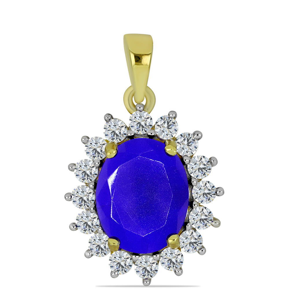 Pozlacený Stříbrný Přívěsek s Modrým Achátem a Bílým Topazem 1 