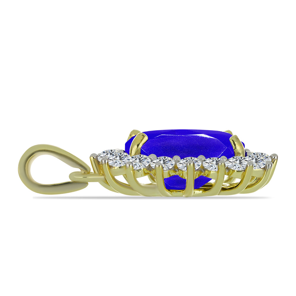 Pozlacený Stříbrný Přívěsek s Modrým Achátem a Bílým Topazem 2 