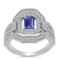 Stříbrný Prsten s Tanzanitem a Bílým Topazem