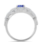 Stříbrný Prsten s Tanzanitem a Bílým Topazem