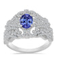 Stříbrný Prsten s Tanzanitem a Bílým Topazem