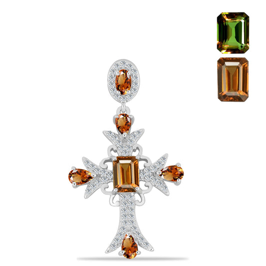 Stříbro 925/1000 - Přívěsek s Certifikovaný Anatolským zultanitem pěstovaný v laboratoři - Karátové číslo: 3.07. přibližná hmotnost: 3.78 gramů