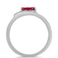 Stříbro 925/1000 - Prsten s Madagaskarským Rubínem a Bílým Topazem - Karátové číslo: 0.42. přibližná hmotnost: 2.16 gramů