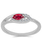 Stříbro 925/1000 - Prsten s Madagaskarským Rubínem a Bílým Topazem - Karátové číslo: 0.42. přibližná hmotnost: 2.16 gramů