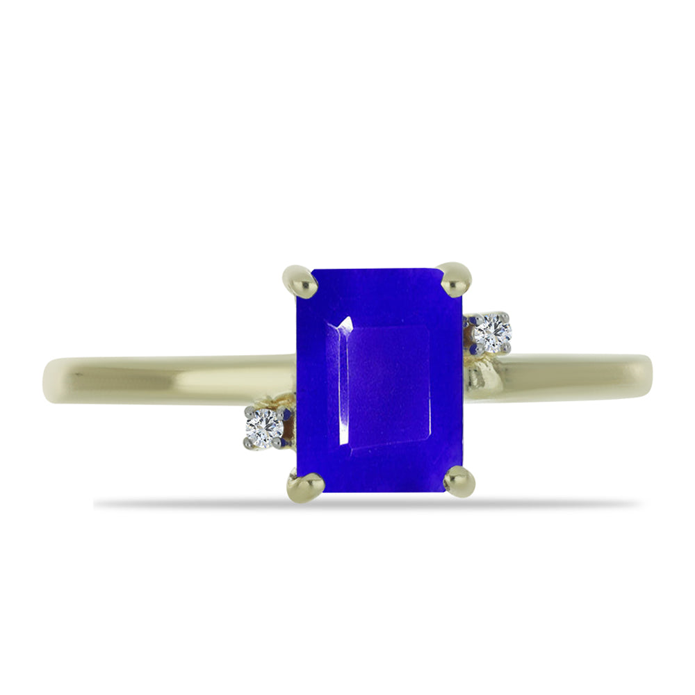 Pozlacený Stříbrný Prsten s Modrým Achátem a Bílým Topazem