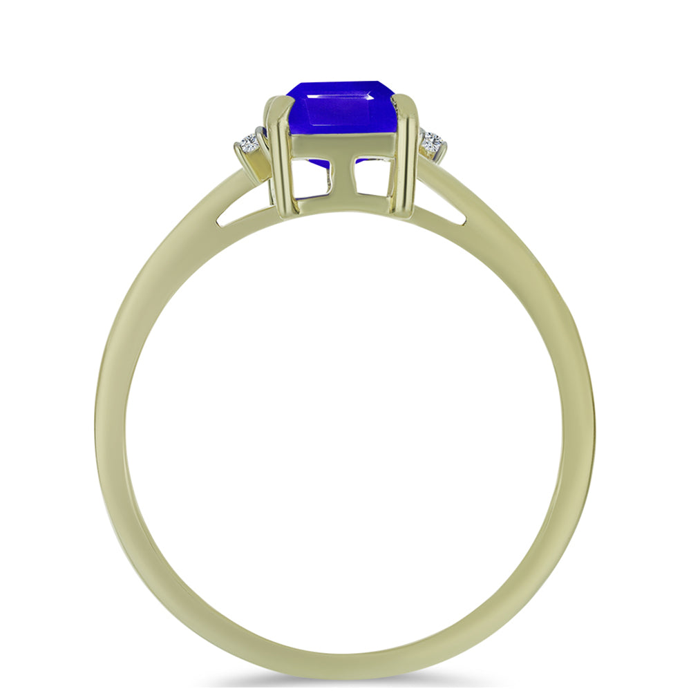 Pozlacený Stříbrný Prsten s Modrým Achátem a Bílým Topazem