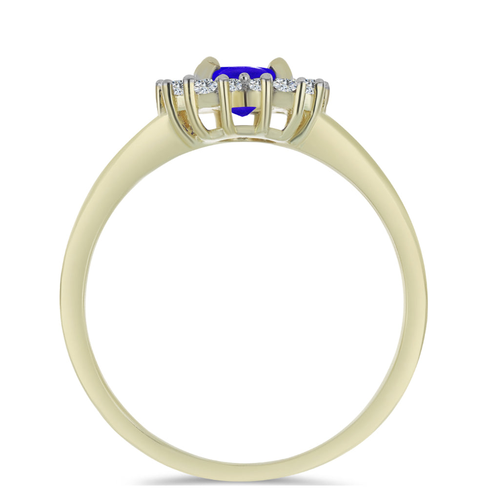 Pozlacené stříbro 925/1000 Prsten s Modrým Achátem a Bílým Topazem - Karátové číslo: 0.84. přibližná hmotnost: 2.37 gramů