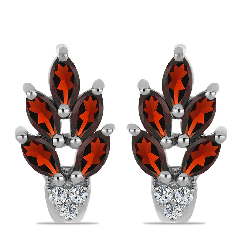 Stříbrné Náušnice s Bartonským Granátem a Bílým Topazem 1 