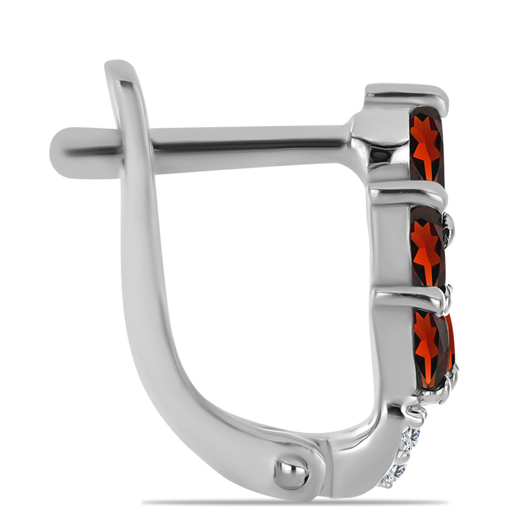 Stříbrné Náušnice s Bartonským Granátem a Bílým Topazem 2 