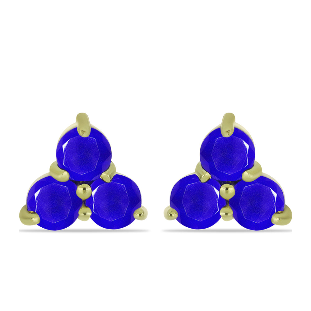 Pozlacené Stříbrné Náušnice s Modrým Achátem 1 