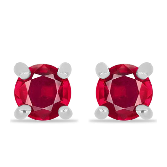 Stříbrné Náušnice s Madagaskarským Rubínem