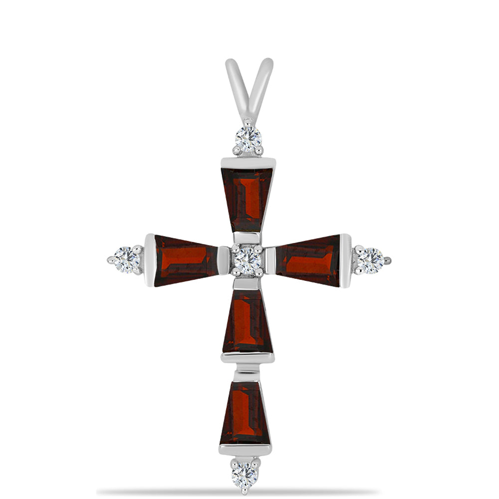 Stříbro 925/1000 - Přívěsek s Bartonským Granátem a Bílým Topazem - Karátové číslo: 2.45. přibližná hmotnost: 2.23 gramů 1 