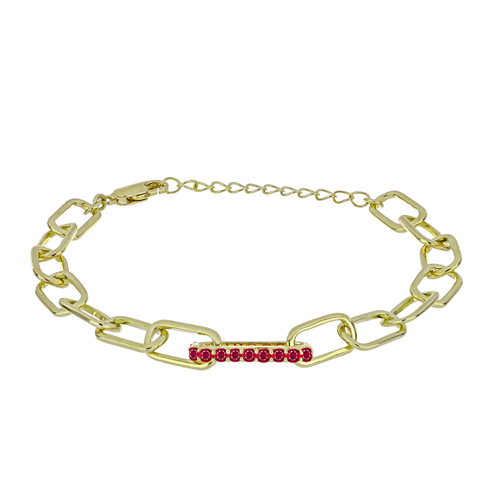 Pozlacený Stříbrný Náramek s Madagaskarským Rubínem