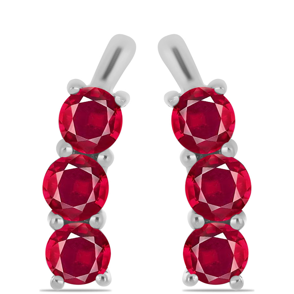 Stříbro 925/1000 - Náušnice s Madagaskarským Rubínem - Karátové číslo: 2.51. přibližná hmotnost: 2.9 gramů