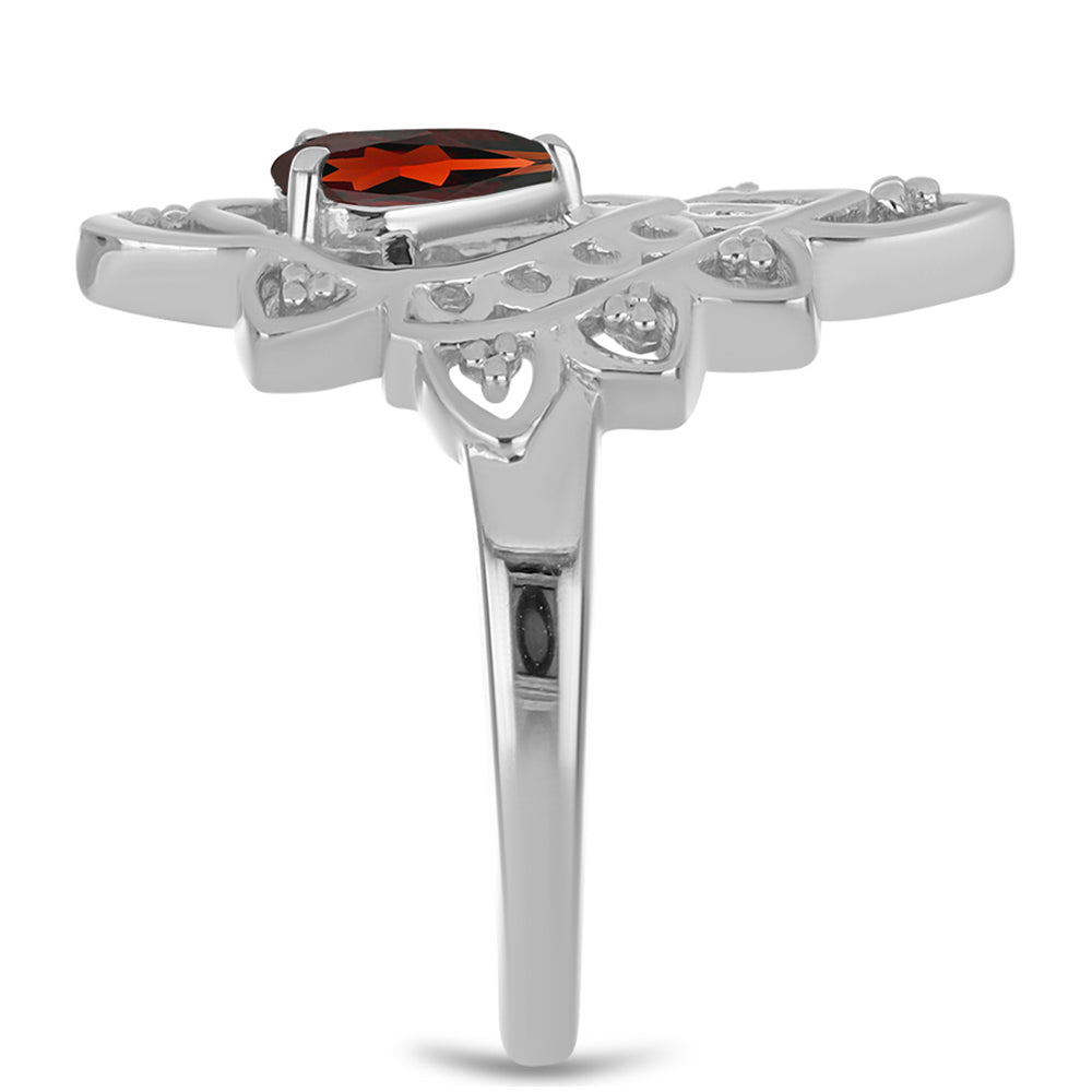 Stříbro 925/1000 Prsten s Bartonským Granátem - Karátové číslo: 0.75. přibližná hmotnost: 3.58 gramů 4 