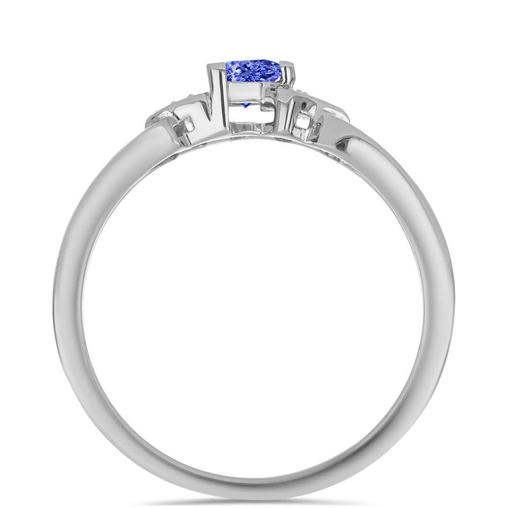 Stříbrný Prsten s Tanzanitem a Bílým Topazem 2 