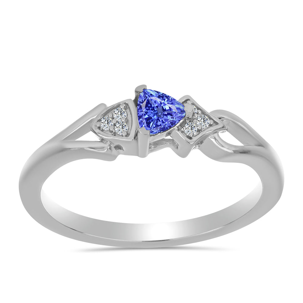 Stříbrný Prsten s Tanzanitem a Bílým Topazem