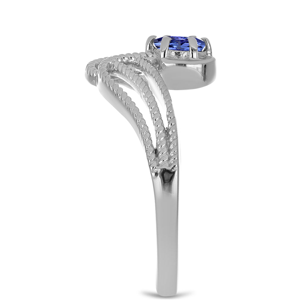 Stříbro 925/1000 - Prsten s Tanzanitem - Karátové číslo: 0.56. přibližná hmotnost: 3.36 gramů 4 