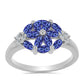 Stříbrný Prsten s Tanzanitem a Bílým Topazem