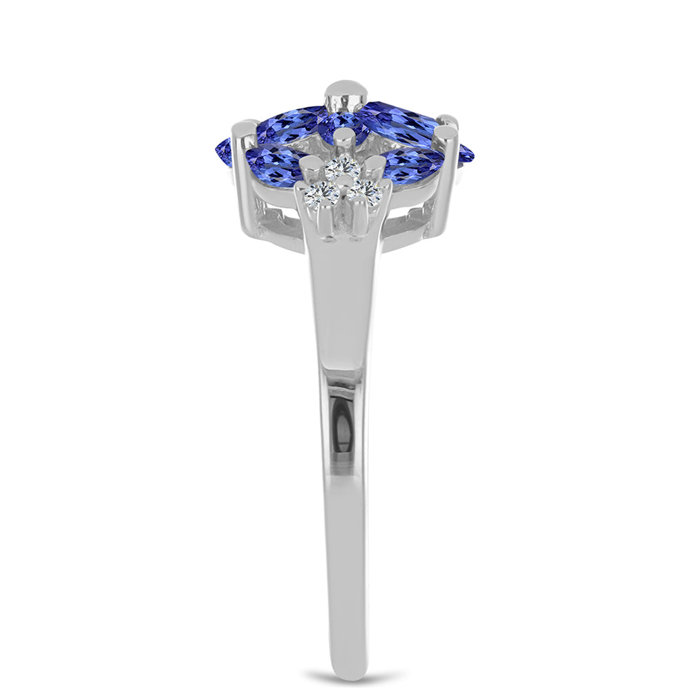 Stříbrný Prsten s Tanzanitem a Bílým Topazem 4 