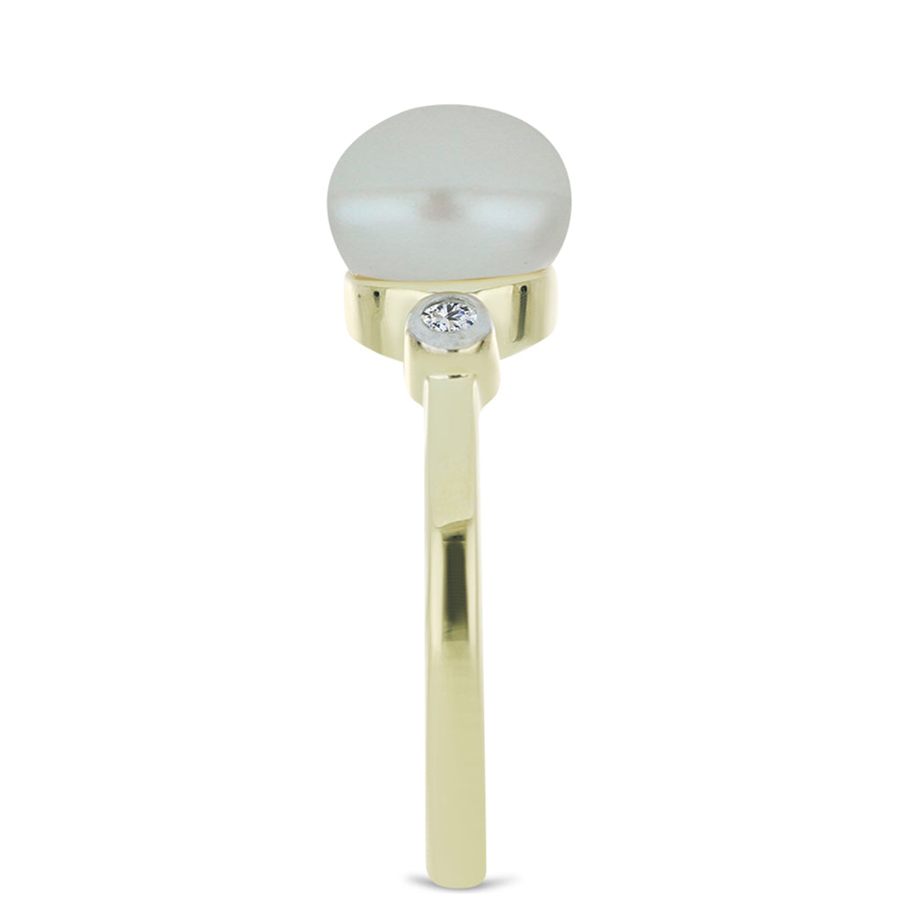 Pozlacené Stříbro 925/1000 - Prsten s Bílou Sladkovodní Perlou a Madagaskarským Rubínem - Karátové číslo: 4.01. přibližná hmotnost: 3.43 gramů 4 