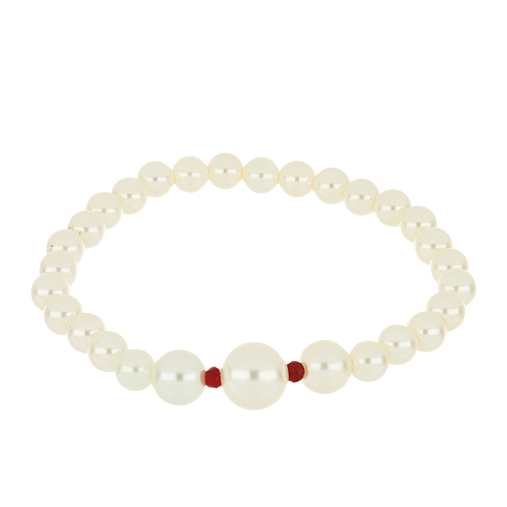 Nugetový Náramek s Bílou Sladkovodní Perlou a Madagaskarským Rubínem