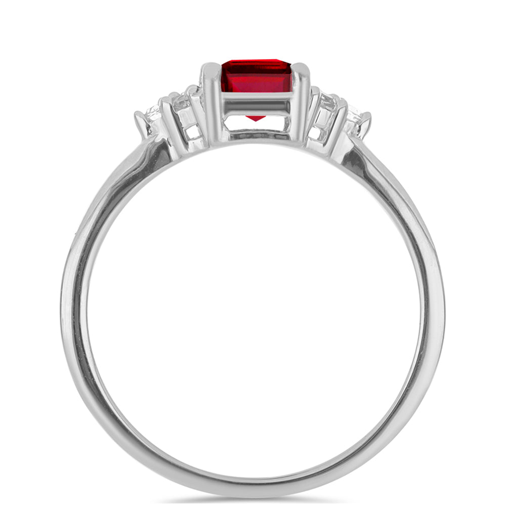 Stříbro 925/1000 - Prsten s Madagaskarským Rubínem a Bílým Topazem - Karátové číslo: 1.47. přibližná hmotnost: 2.45 gramů