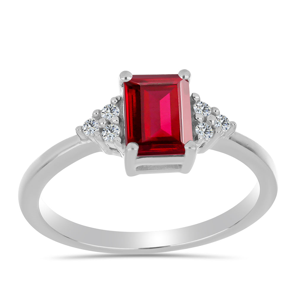 Stříbro 925/1000 - Prsten s Madagaskarským Rubínem a Bílým Topazem - Karátové číslo: 1.47. přibližná hmotnost: 2.45 gramů 3 