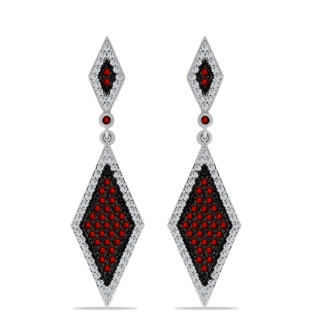 Stříbrné Náušnice s Bartonským Granátem a Bílým Topazem 1 