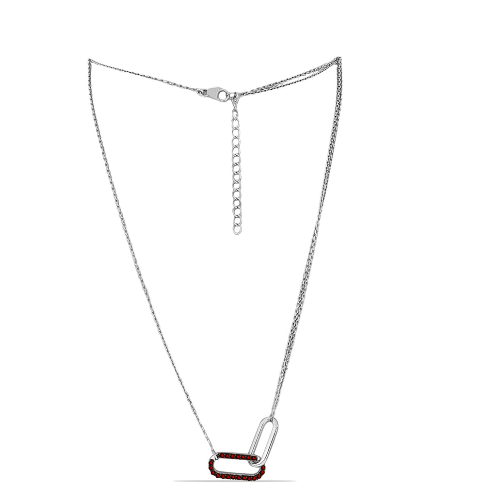 Stříbro 925/1000 - Náhrdelník s Bartonským Granátem - Karátové číslo: 0.39. přibližná hmotnost: 4.92 gramů 1 