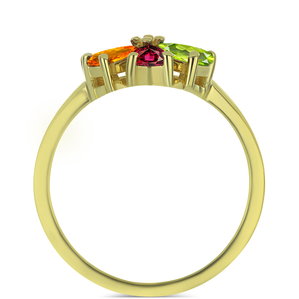 Pozlacený Stříbrný Prsten s Chakra Turmalínem a Bílým Topazem